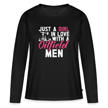 Champ pétrolifère - T-shirt manches longues Premium bio Femme - noir - Devant - Julia (174cm)