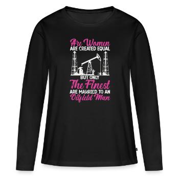 Champ pétrolifère - T-shirt manches longues Premium bio Femme - noir - Devant - Julia (174cm)