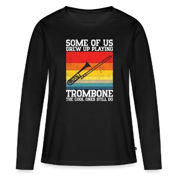 Trombone - T-shirt manches longues Premium bio Femme - noir - Devant - Julia (174cm)