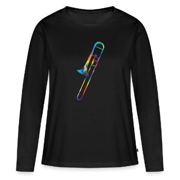 Trombone - T-shirt manches longues Premium bio Femme - noir - Devant - Julia (174cm)