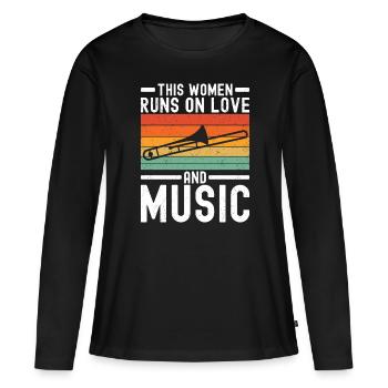Trombone - T-shirt manches longues Premium bio Femme - noir - Devant - Julia (174cm)