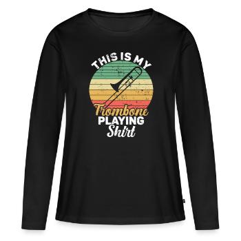 Trombone - T-shirt manches longues Premium bio Femme - noir - Devant - Julia (174cm)