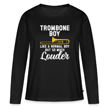 Trombone - T-shirt manches longues Premium bio Femme - noir - Devant - Julia (174cm)