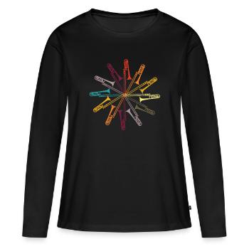 Trombone - T-shirt manches longues Premium bio Femme - noir - Devant - Julia (174cm)