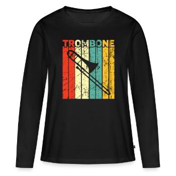 Trombone - T-shirt manches longues Premium bio Femme - noir - Devant - Julia (174cm)
