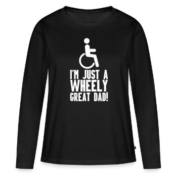 Fauteuil roulant - T-shirt manches longues Premium bio Femme - noir - Devant - Julia (174cm)