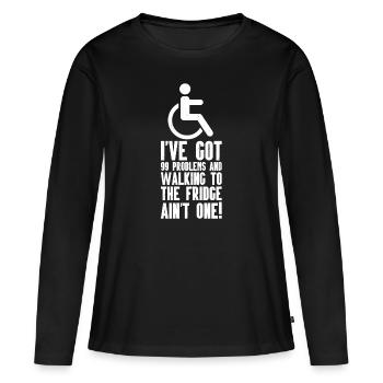 Fauteuil roulant - T-shirt manches longues Premium bio Femme - noir - Devant - Julia (174cm)