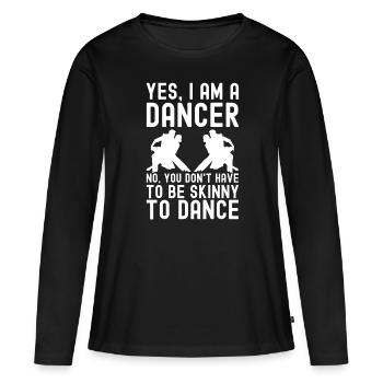 Salle de bal - T-shirt manches longues Premium bio Femme - noir - Devant - Julia (174cm)