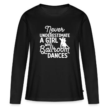 Salle de bal - T-shirt manches longues Premium bio Femme - noir - Devant - Julia (174cm)