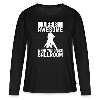 Salle de bal - T-shirt manches longues Premium bio Femme - noir - Devant - Julia (174cm)