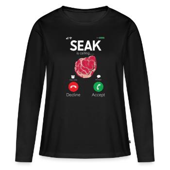 Steak - Women's Premium Organic Long Sleeve Shirt - black - Front - Julia (174cm)