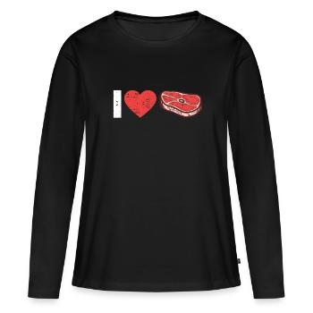 Steak - Women's Premium Organic Long Sleeve Shirt - black - Front - Julia (174cm)