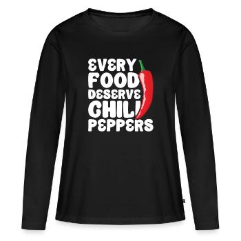 Chili-Pfeffer - Frauen Premium Bio Langarmshirt - Schwarz - Vorne - Julia (174cm)