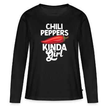 Chili-Pfeffer - Frauen Premium Bio Langarmshirt - Schwarz - Vorne - Julia (174cm)
