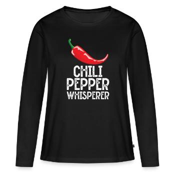 Chili-Pfeffer - Frauen Premium Bio Langarmshirt - Schwarz - Vorne - Julia (174cm)