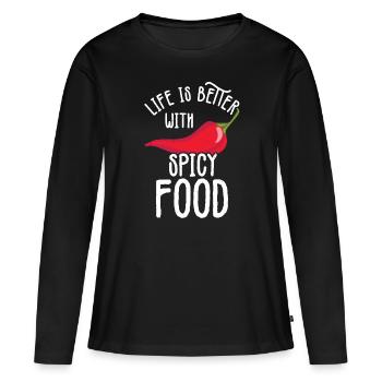 Chili-Pfeffer - Frauen Premium Bio Langarmshirt - Schwarz - Vorne - Julia (174cm)
