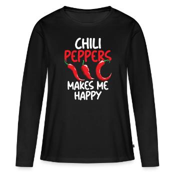 Chili-Pfeffer - Frauen Premium Bio Langarmshirt - Schwarz - Vorne - Julia (174cm)