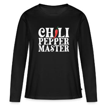 Chili-Pfeffer - Frauen Premium Bio Langarmshirt - Schwarz - Vorne - Julia (174cm)