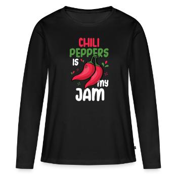 Chili-Pfeffer - Frauen Premium Bio Langarmshirt - Schwarz - Vorne - Julia (174cm)