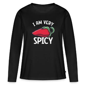 Chili-Pfeffer - Frauen Premium Bio Langarmshirt - Schwarz - Vorne - Julia (174cm)
