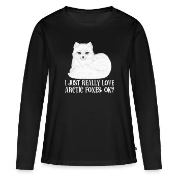 Amoureux du renard arctique - T-shirt manches longues Premium bio Femme - noir - Devant - Julia (174cm)