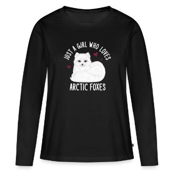 Amoureux du renard arctique - T-shirt manches longues Premium bio Femme - noir - Devant - Julia (174cm)