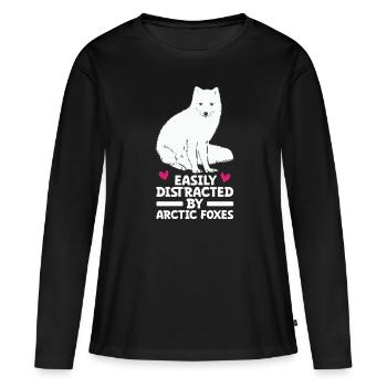 Amoureux du renard arctique - T-shirt manches longues Premium bio Femme - noir - Devant - Julia (174cm)