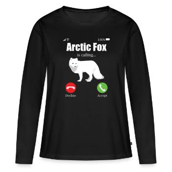 Amoureux du renard arctique - T-shirt manches longues Premium bio Femme - noir - Devant - Julia (174cm)
