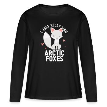 Amoureux du renard arctique - T-shirt manches longues Premium bio Femme - noir - Devant - Julia (174cm)
