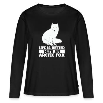 Amoureux du renard arctique - T-shirt manches longues Premium bio Femme - noir - Devant - Julia (174cm)