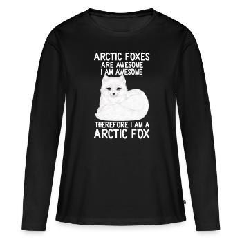 Amoureux du renard arctique - T-shirt manches longues Premium bio Femme - noir - Devant - Julia (174cm)