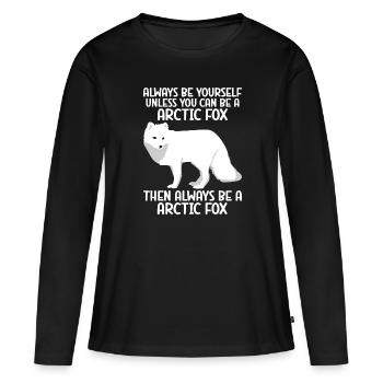 Amoureux du renard arctique - T-shirt manches longues Premium bio Femme - noir - Devant - Julia (174cm)