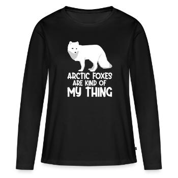 Amoureux du renard arctique - T-shirt manches longues Premium bio Femme - noir - Devant - Julia (174cm)