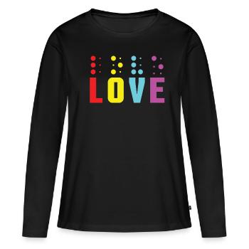 Love Braille Alphabet Braille Language Retro - Frauen Premium Bio Langarmshirt - Schwarz - Vorne - Julia (174cm)