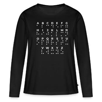 Braille Love Braille Language Braille Alphabet - T-shirt manches longues Premium bio Femme - noir - Devant - Julia (174cm)