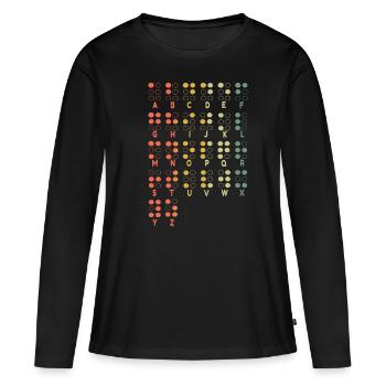 Vintage Brief Braille Sprache Braille Alphabet - Frauen Premium Bio Langarmshirt - Schwarz - Vorne - Julia (174cm)