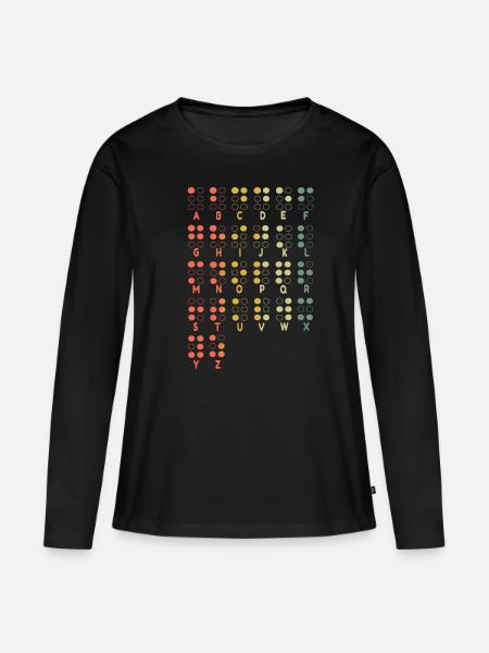 Vintage Brief Braille Sprache Braille Alphabet - Frauen Premium Bio Langarmshirt - Schwarz