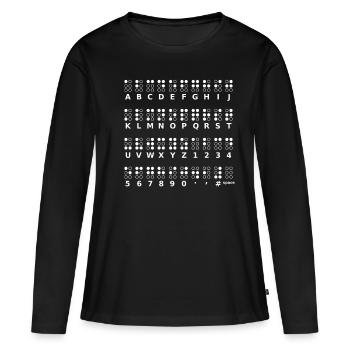 Unterstützung Braille-Sprache Braille-Alphabet - Frauen Premium Bio Langarmshirt - Schwarz - Vorne - Julia (174cm)