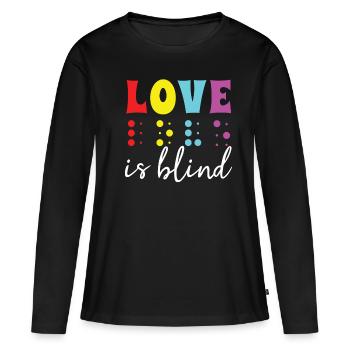 Braille Alphabet Sprache Braille Love Vintage - Frauen Premium Bio Langarmshirt - Schwarz - Vorne - Julia (174cm)