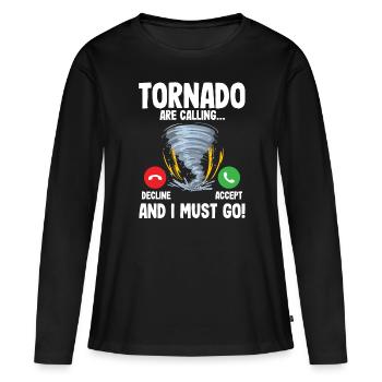 Tornado - Frauen Premium Bio Langarmshirt - Schwarz - Vorne - Julia (174cm)