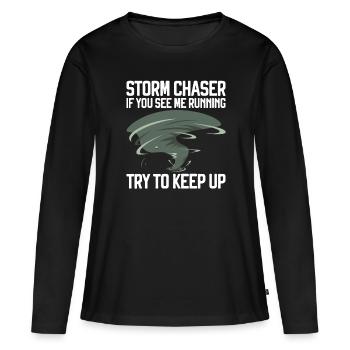 Tornado - Frauen Premium Bio Langarmshirt - Schwarz - Vorne - Julia (174cm)