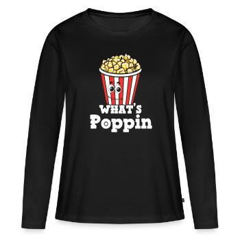 Popcorn - Frauen Premium Bio Langarmshirt - Schwarz - Vorne - Julia (174cm)