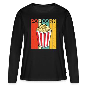 Popcorn - Frauen Premium Bio Langarmshirt - Schwarz - Vorne - Julia (174cm)