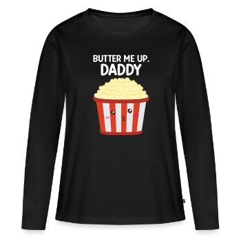Popcorn - Frauen Premium Bio Langarmshirt - Schwarz - Vorne - Julia (174cm)