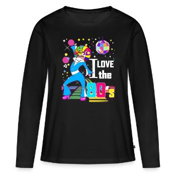 80s, years Disco humor unicorn Vintage - Women's Premium Organic Long Sleeve Shirt - black - Front - Julia (174cm)