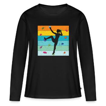 Wall Climbing - Women's Premium Organic Long Sleeve Shirt - black - Front - Julia (174cm)