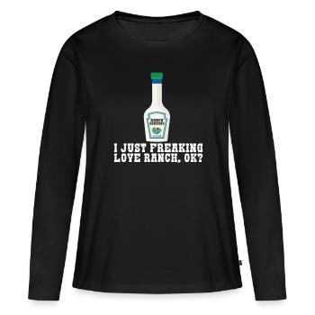 Ranch -Vinaigrette -Ranch -Vinaigrette - T-shirt manches longues Premium bio Femme - noir - Devant - Julia (174cm)