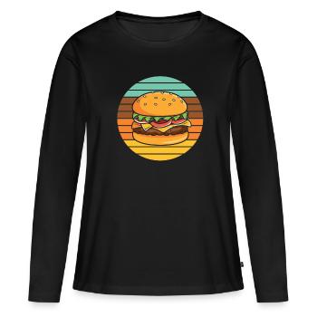 Hamburger - T-shirt manches longues Premium bio Femme - noir - Devant - Julia (174cm)