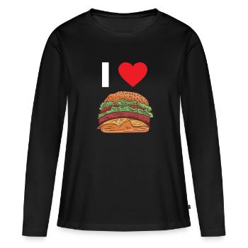Hamburger - T-shirt manches longues Premium bio Femme - noir - Devant - Julia (174cm)
