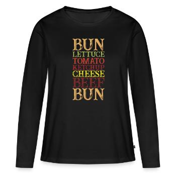 Hamburger - T-shirt manches longues Premium bio Femme - noir - Devant - Julia (174cm)